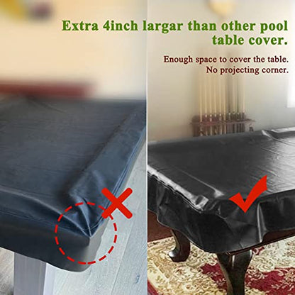iCOVER Outdoor Pool Table Cover Waterproof Heavy Duty Leatherette Covers for Billiard Tables 8 Feet Black - color: Black 8ft