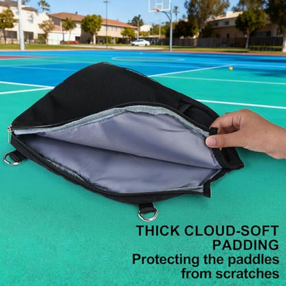 LAKE OF FIRE Pickleball Paddle Cover Crossbody Bag with Adjustable Strap Pickle ball Sling Bag Lightweight Pickleball Gifts for Men and Women - color: Black