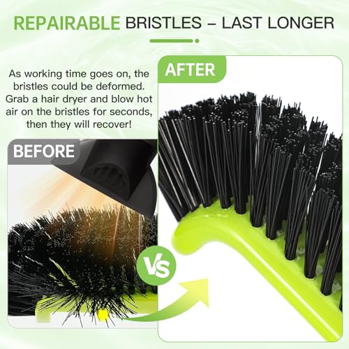 Pool Brush Head, Scrub Brush with Premium Nylon Bristles,Curved Ends High-Efficiency Pool Broom/Pool Brushes for Cleaning Inground/Above Ground,Swimming Pool, Walls, Bathtubs, Tiles & Floors(Green) - color: Green