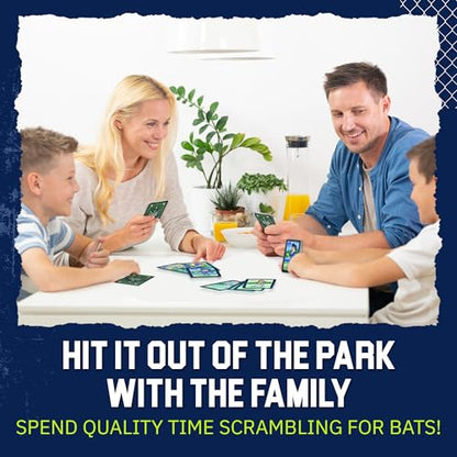 Grandma Smiley's Hey Batter Batter, Baseball Card Games for Kids 8-12, Card Games for Adults and Families, Family Card Games - 2-5 Players, 52 Custom Cards, 4 Mini Baseball Bats - Made in The USA