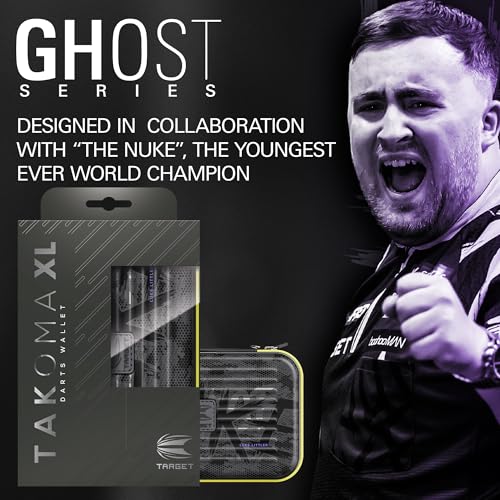 Target Darts Luke Littler Ghost Series XL Takoma Wallet, Regular – Darts Case, Black/White Storage Cases, “The Nuke” Zipper Dart Holder, Professional Accessories – Holds 6 Fully Assembled Darts - style: XL Wallet