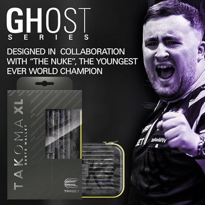 Target Darts Luke Littler Ghost Series XL Takoma Wallet, Regular – Darts Case, Black/White Storage Cases, “The Nuke” Zipper Dart Holder, Professional Accessories – Holds 6 Fully Assembled Darts - style: XL Wallet