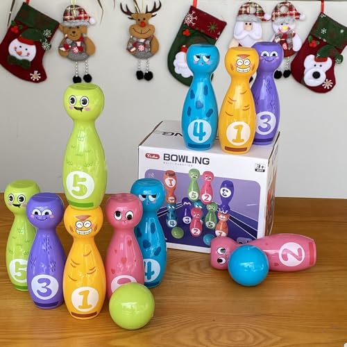 Bowling Set for Kids 2-5, Bowling pins for Kids, Indoor Activity Games, Birthday Gifts for Boys Girls 5-7 (Includes 10 Plastic Pins & 2 Balls)