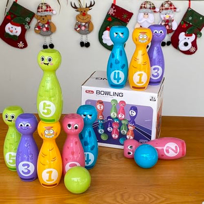 Bowling Set for Kids 2-5, Bowling pins for Kids, Indoor Activity Games, Birthday Gifts for Boys Girls 5-7 (Includes 10 Plastic Pins & 2 Balls)