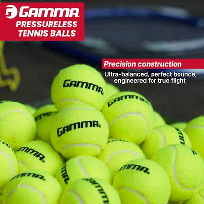 Gamma Sports Pressureless Tennis Balls Box - Ideal for Practice, Teaching, and Training with High-Visbility Felt - Indoor and Outdoor Court Play - 48 and 75 Pack Sizes - size: Box of 75