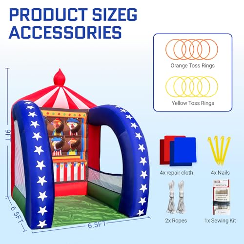 OZIS 6.5x6.5x9Ft Inflatable Ring Toss Game with Built-in Blower Portable Fun Tossing Ring Targets, Interactive Inflatable Carnival Games for Commercial Events, Parties, Family Activities - style: Ring Toss