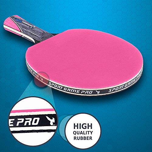 Ping Pong Paddle with Killer Spin + Case for Free - Professional Table Tennis Racket for Beginner and Advanced Players - Improve Your Ping Pong Skills with JT Ping Pong Paddle Set - color: pink