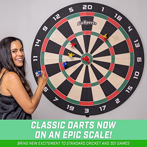 GoSports Giant 3 ft or 4 ft Cork Dartboards - Includes 12 Giant Darts and Scoreboard - New Fun Twist on Darts - style: 4 ft
