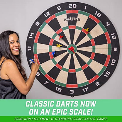GoSports Giant 3 ft or 4 ft Cork Dartboards - Includes 12 Giant Darts and Scoreboard - New Fun Twist on Darts - style: 4 ft