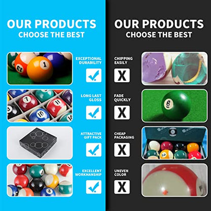HMQQ Billiards Ball (1 1/2" Children Pool Ball with Complete 16 Ball Set, one Box)