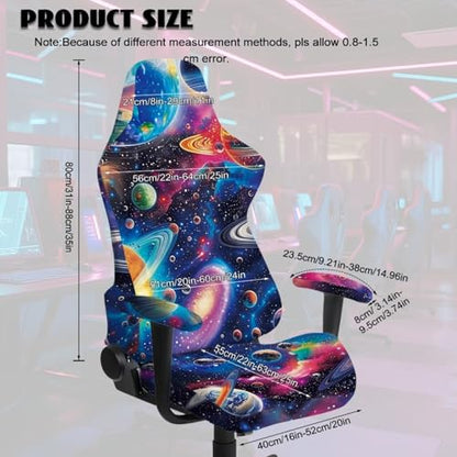 Cosmos Computer Gaming Chair Cover 4 Piece Stretchable Elastic Fit Cat Scratch Proof Gaming Chair Seat Cover Non Slip Breathable Washable Slipcover with Armrest Protection for Game Room - color: Colorful Cosmos