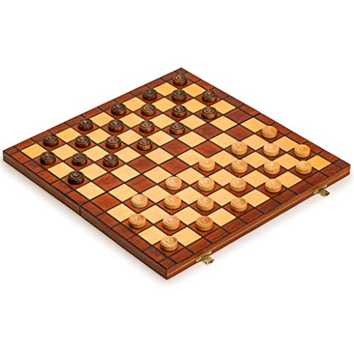 Checkers Set in Folding Wooden Case - 100 Playing Field - 15-1/2''