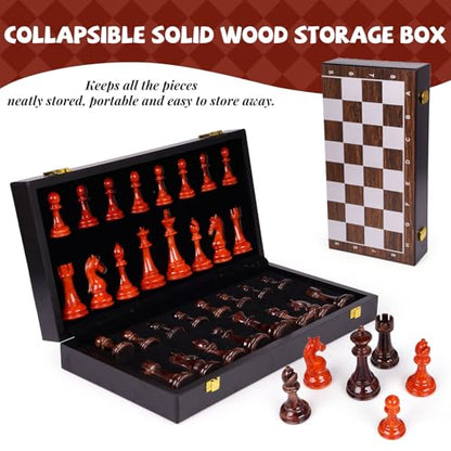 17 Inch Super Large Chess Set, Weighted Acrylic Chess Pieces with Zinc Alloy Core, 4.2” King Luxury Staunton Chess Set, Professional Tournament Folding Chess Board for Home, Club & Display