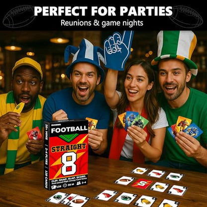 Quokka Football Fast-Paced Card Game for Kids & Adults – 128 Cards & Easy Rules – Quick & Fun Matching Game – 2-4 Players – Ages 8+ – Perfect for Family Games Night, Travel and Parties - color: Football