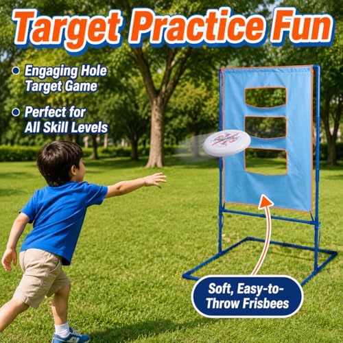 Outdoor Games for Adults Backyard Camping, Toss Game Set, Blue Red, for Family Beach Tailgate - style: 2 soft frisbees (18CM) + targe