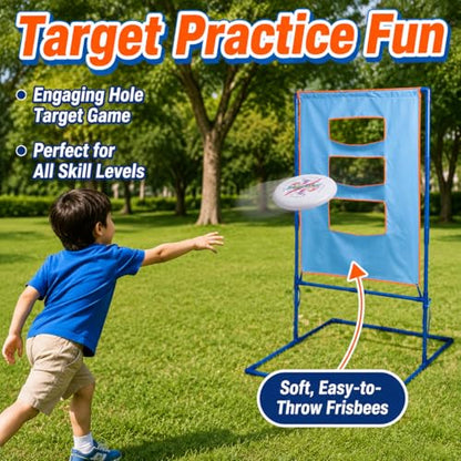 Outdoor Games for Adults Backyard Camping, Toss Game Set, Blue Red, for Family Beach Tailgate - style: 2 soft frisbees (18CM) + targe