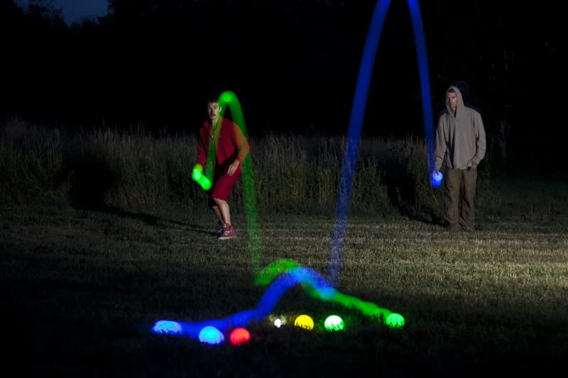 Playaboule Glow in The Dark LED Day Night Lighted Bocce Ball Set Choose 107mm or 85mm - style: 85mm V5 Travel / Backyard Size