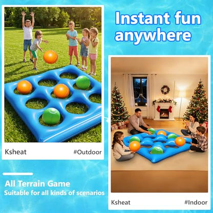Giant Tic-Tac-Toe Pool Toys Games Set, Inflatable Pool Tic-Tac-Toe Game Float with 10 Balls, 2-10 Players Floating Pool Toys for Kids, Fun Pool Games Party Beach Toy for Teens Adults & Family