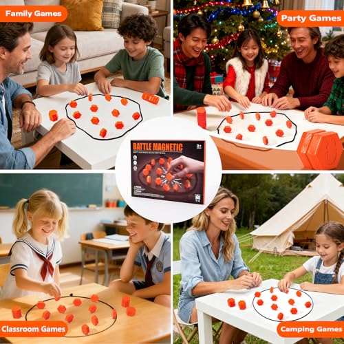 20-Piece Magnetic Chess Game with Textured Stones & Rope | Strategic Standing Play for Kids & Adults | Family, Party, Travel & Camping Puzzle Strategy Games