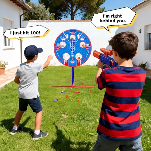 Shooting Game Toys for Kids Ages 4-12, Bean Bag Toss for Carnival Games | Moving Target, 2 Air Guns, 24 Balls, Bean Bag Toss, Indoor & Outdoor Play, Gifts Birthday Christmas Boy Kids