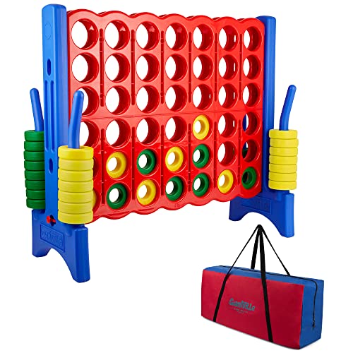 Giantville Giant 4 in a Row Connect Game + Storage Carry Bag - 4" Wide X 3.5" Tall - Oversized Jumbo Sized Entertainment for Outdoor/Indoor Play for Kids & Adults - Durable Waterproof - 2024 Version - style: Game with Bag