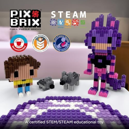 Pix Brix - Wild Kratts Toys Pixel Art Kit - Grey Wolf, 1278 Pieces - Patented Slide + Stack Pixel Puzzle Building Bricks, Build & Collect Wild Kratts Animals - Stem Toys, Ages 6 Plus - style: Grey Wolf