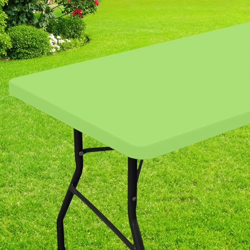 Smiry Rectangle Picnic Table Cloth, Waterproof Elastic Fitted Tablecloths for 4 Foot Tables, Washable Polyester Table Cover for Camping, Indoor and Outdoor (Lime Green, 24"x48") - color: Lime Green, size: 48" X 24" (Rectangular)