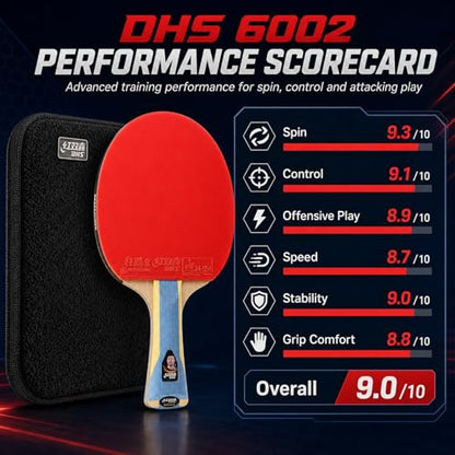 DHS Performance-Level Table Tennis Racket Professional Ping Pong Paddles with Hurricane Rubbers, Ideal for Advanced Offensive Players & Loop Control - color: Red