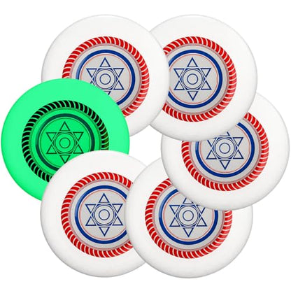 6 Pack Glows in The Dark Flying Disc 175g 10.63 Inch Sport Flying Disc Bulk Adult Team Sports Flyer Discs Durable for Outdoor Beach Pool Park Camping Game Competitions
