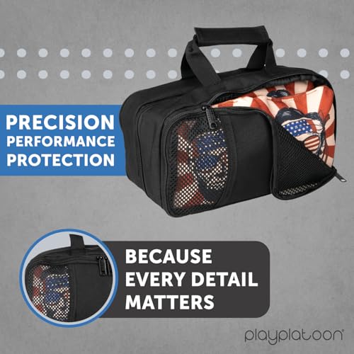 Play Platoon Cornhole Bag Carrying Bag, with 4 Separation Pouches, Black - style: Dual Sided