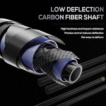 58" Carbon Fiber Pool Cue Stick 19-20oz Low Deflection Billiard Cue | Premium 3K Twill Butt, 12.5mm 8-Layer Pigskin Tip, 3/8-8 Stainless Joint, Hard Case, Adult Tournament & Home Players
