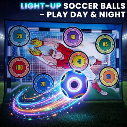 Soccer Training Mat, Soccer Kick Trainer with 2 Soft Soccer Ball Indoor Outdoor Sticky Soccer Ball Game Toss Soccer Target Game Great Gifts for Boys Girls