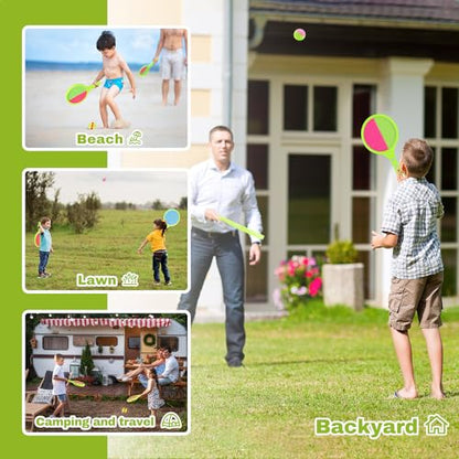 Toss and Catch Game for Kids: Toss and Catch Balls Set of 2 - Outdoor Catching Ball Paddle Toys for Ages 3+ Beach Paddle Ball Sets for Yard, Backyard, Summer - style: 4Paddles+6Balls
