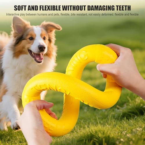 Outdoor Fitness Dog Training Ring, Floating Traction Toy Round Dog Pull Ring Interactive Game Tool, Suitable for Medium and Large Dogs (Yellow, Large) - size: Large