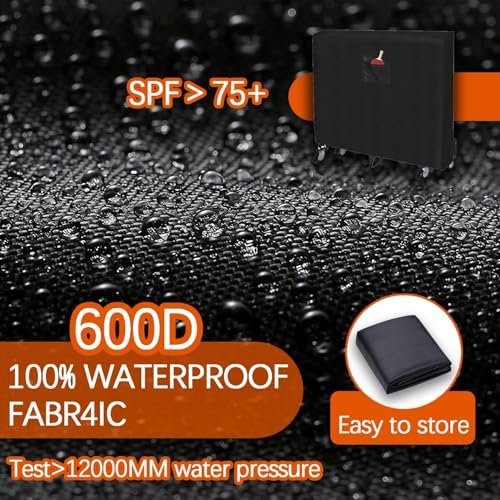 Heavy Duty Waterproof Ping Pong Table Cover - 600D Durable Protection for 9x5 FT Folding & Flat Tables - Windproof Buckle & UV Resistant - Black, 65''L x 28''W x 73''H - color: Black