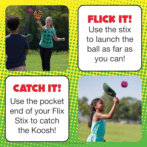 Koosh Flix Stix – Kids Outdoor Toys, Beach Toys, Plays Like Lacrosse, Kids Games, Outdoor Games for Adults and Family, Koosh Ball Included, Outdoor Play Toys, Screen-Free, Ages 6+ - style: Neon