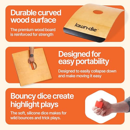 Lawn Die Wood Outdoor Toss Game Board - 24 x 46 in, 1 Target - Portable Folding Design for Yard Games - Unpredictable Silicone Dice for Lawn Games - style: Single Board