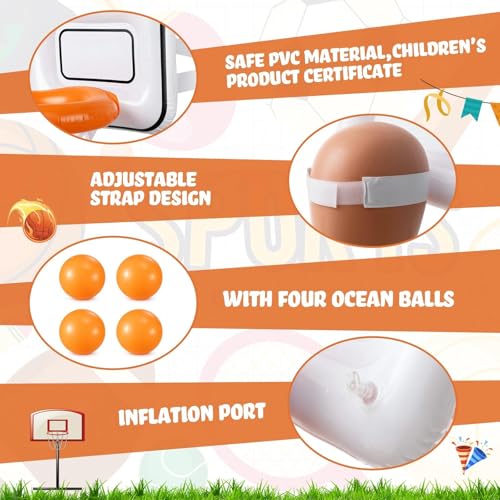 Civaner Inflatable Basketball Hoop Hat Game Head-Mounted Toss for Kids Adults Basketball Themed Carnivals Birthdays Party Supplies Outdoor Activities