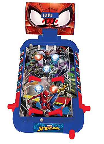 LEXIBOOK, Spider-Man, Electronic Table Pinball, Action and Reflex Game for Children and familiy, LCD Screen, Light and Sound Effects, Blue/red, JG610SP - style: Spider-Man