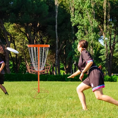 Disc Golf Basket, Portable Disc Golf Target Basket with 24 Heavy-Duty Chains, Professional Disc Golf Training Stand & Practice Basket for Backyard, Park, Camping