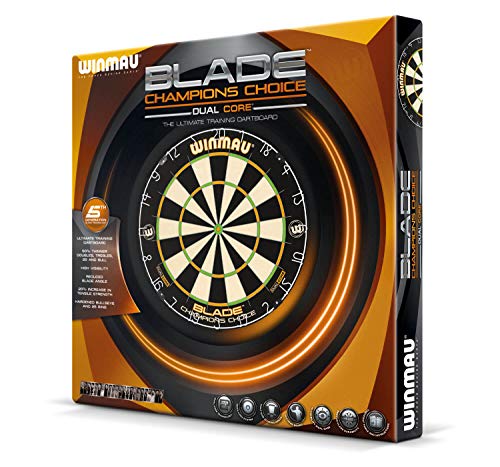 WINMAU Champions Choice Blade Technology Dual Core Training Dartboard - Reduced Scoring Zones for Precision Practice, Steel Tip Bristle Board with Rota-Lock System, 450 mm