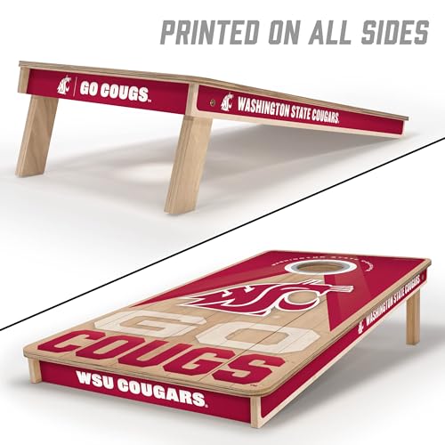 YouTheFan NCAA 2' x 4' Slogan Series Professional Wood Cornhole Game with Logo Bags - color: Washington State Cougars