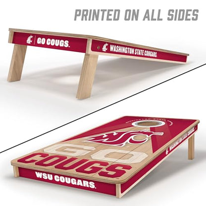 YouTheFan NCAA 2' x 4' Slogan Series Professional Wood Cornhole Game with Logo Bags - color: Washington State Cougars