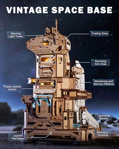ROKR 3D Puzzles for Adults Space Shuttle, Interactive DIY Building Model with Lighting, Airplane Wooden Puzzles, Desk Decor, Engineering Gifts for Adults Men Teens 14+, STEM Project