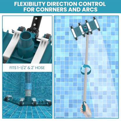 Deluxe Swimming Pool Cleaning Kit Including Pool Net and Vacuum Head, Pool Brush with 13Ft Pole for Above Ground & Inground Swimming Pools