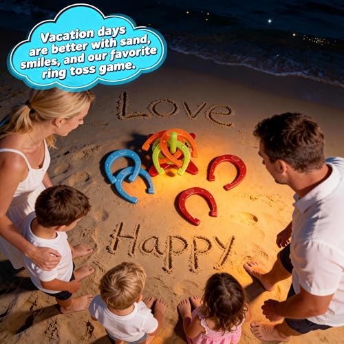 9.65" Horseshoes Ring Toss Game Set Includes 8 Horseshoes for Outdoor and Indoor Camping Backyard Beach Party