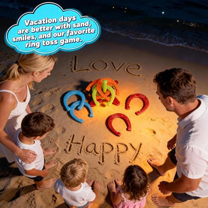 9.65" Horseshoes Ring Toss Game Set Includes 8 Horseshoes for Outdoor and Indoor Camping Backyard Beach Party