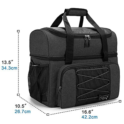 DSLEAF Bowling Bag for 2 Balls, Bowling Tote with Wooden Bowling Cups and Padded Divider for Double Ball and A Pair of Bowling Shoes Up to Mens 16 and Extra Essentials (Patent Design), Bag Only - color: black