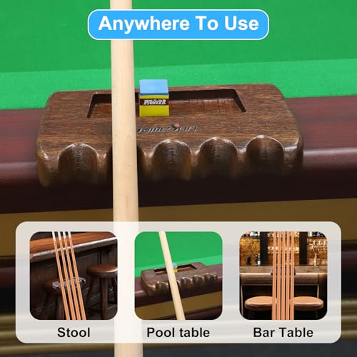 Weighted wooden 5-Cue pool cue stick holder, billiard cue stick holder, chalk holde