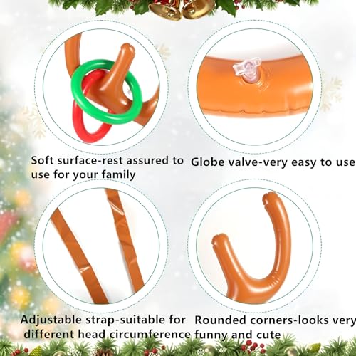 JOYFISCO 2 Set Inflatable Reindeer Ring Toss Game for Christmas Party Favors Supplies Indoor Outdoor Xmas Fun Games for Families